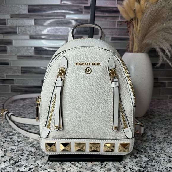 Michael Kors NEW! White and Gold Women\'s Brooklynn Small Backpack